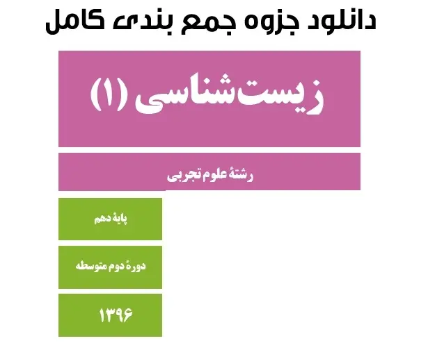 دانلود pdf جمع بندی کامل زیست شناسی دهم رایگان | ویژه کنکور