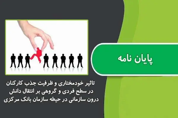 دانلود pdf پایان نامه تاثیر خودمختاری و ظرفیت جذب کارکنان در سطح فردی و گروهی بر انتقال دانش درون سازمانی در حیطه سازمان بانک مرکزی