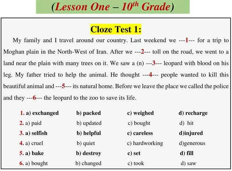 دانلود pdf تکنیک ها و نحوه پاسخگویی به سوالات کلوز تست زبان کنکور + جزوه کلوز تست